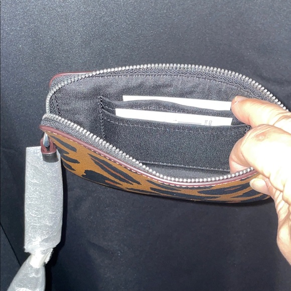 Coach Brown and Black Animal Print Wristlet - Picture 6 of 10